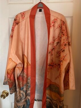 Peach & Coral Floral Kimono Wrap - Women's Scarf & Wrap